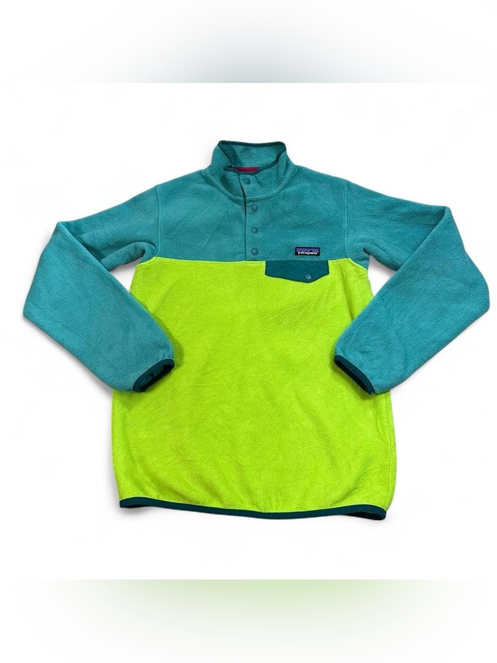 Patagonia Synchilla Women’s Green Teal Quarter Snap-T Fleece Jacket Size S